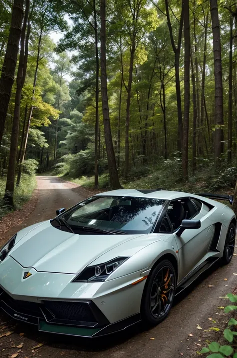 A lamborgini in forest
