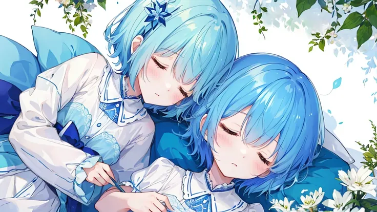 Sleeping princess、Blue short hair