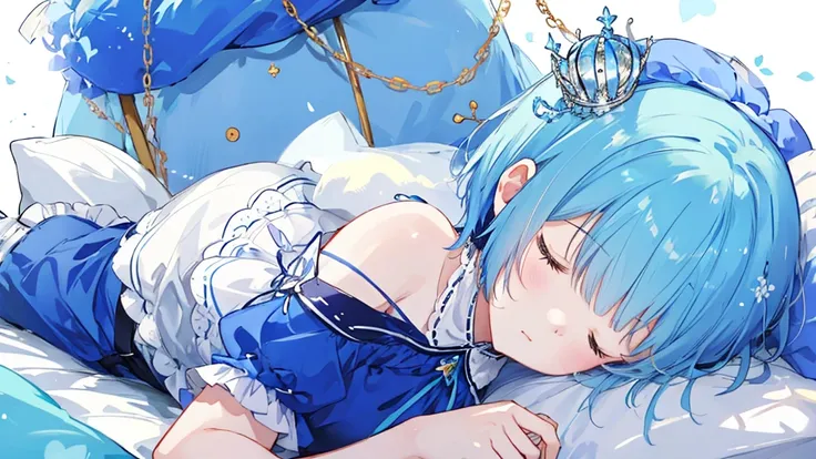 Sleeping princess、Blue short hair