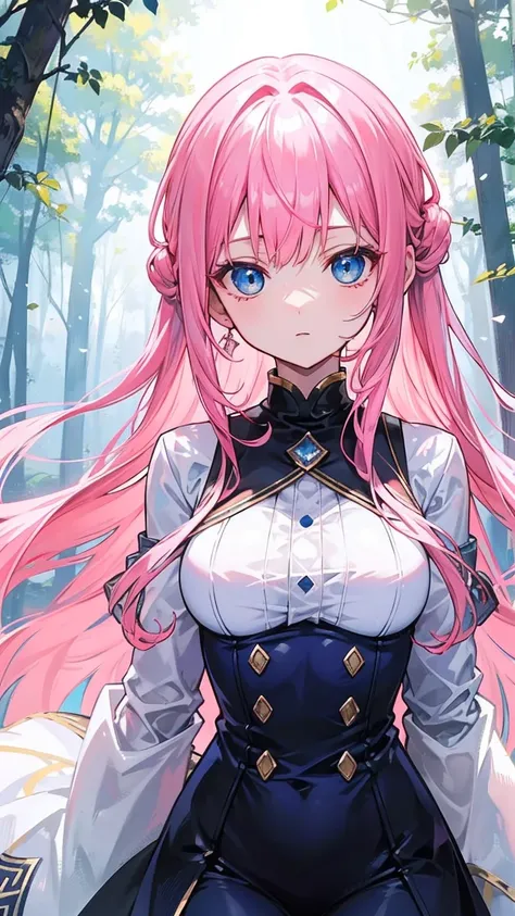 Translucent Zero Water, Good velvet quality, Zero Server, Compared, Divine Light, blue eyes, Pink Hair, Woods background, Absolute Strength,