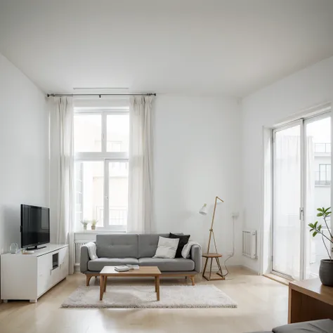 a simple minimal living room with minimal interior, high quality image, highly detailed