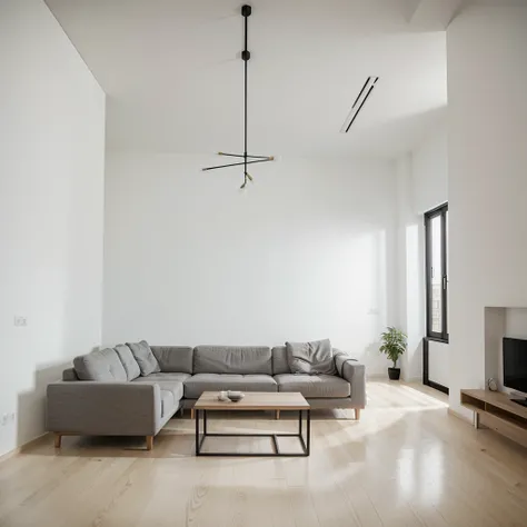 a simple minimal living room with minimal interior, high quality image, highly detailed