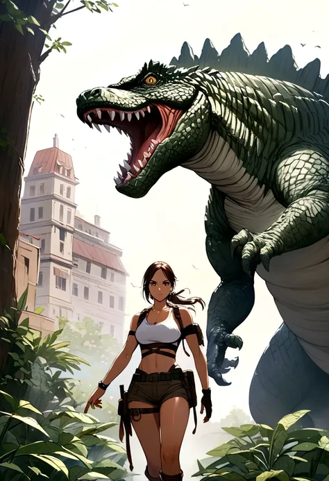 Godzilla with Lara Crofts body