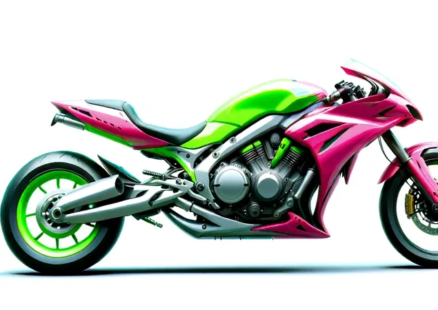 brightly lit motocicleta with a pink and green design on the front, futuristic motocicleta, 3d rendering cycles, motocicleta, cycle renders4d, in digital illustration style, motocicleta concept art, cycle render, estilo de arte futurista, 8k octane 3D rend...