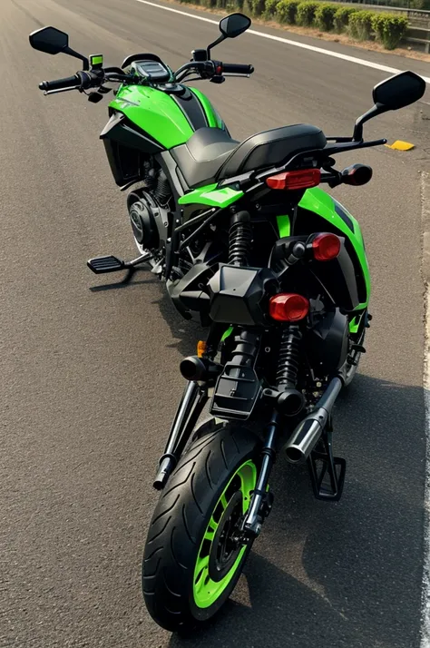 Photo motorcycle model tvs rtr 200cc year 2022 Main color shiny black, with electric green details 