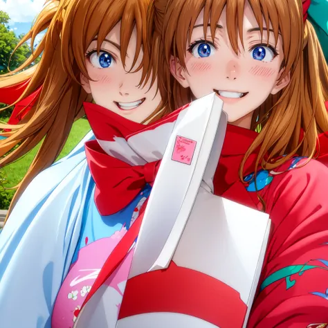 Super detailed, masterpiece, Highest quality, Love Letter, throw,smile,blush (Asuka Soryu Langley)