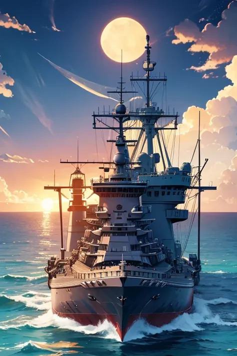 raise your arms above the ocean to lift a miniature battleship、a naked beauty bigger than a pier