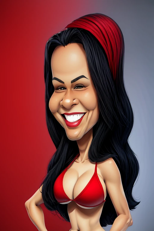 drawing of a woman with a red bikini top and red panties, digital art. @mariomaniacdude, in cartoon style, caricature, cartoon art style, cartoon digital art, in digital illustration style, caricatural style, cartoon digital painting, cartoon digital art, ...