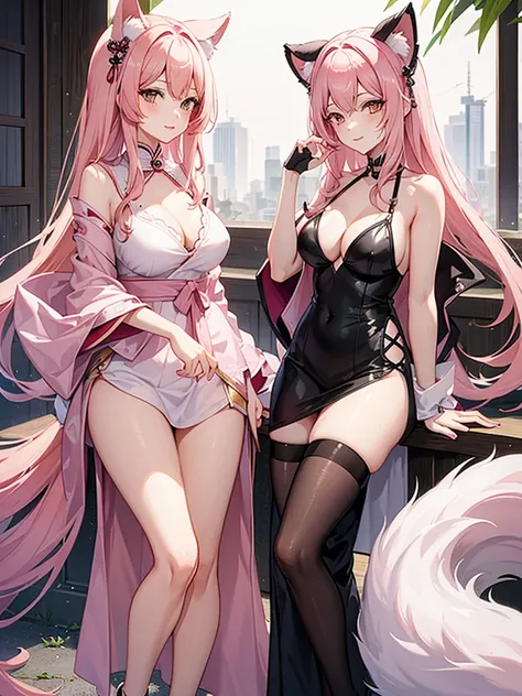 single pink hair kitsune milf