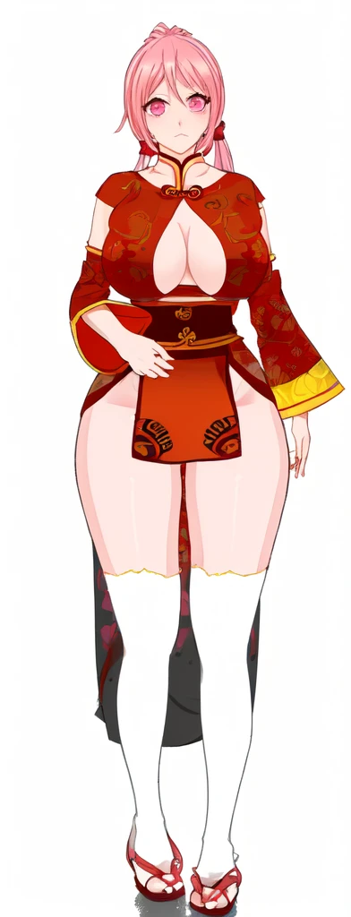 诱人的Anime Girl, Anime Girl, OPPEIN proportions, Pink ponytail hair，Anime style，Exposed，Huge Breasts，beautiful girl，超级Sonison，Sonison，Plump girl，Huge Breasts的女孩，中国antiquity，Chinese ancient costume，Girls of the Three Kingdoms，Pink Eyes，Pink eyelashes，Three Ki...