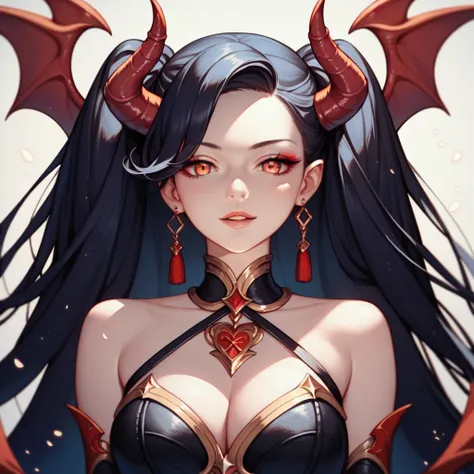  2D anime picture, (anime style 1), girl, 16 years old, sadistic, demoness princess, small demoness horns, beautiful long black hairstyle, in luxury and sexy princess demon fencing outfit, fantasy, Middle Ages, night 