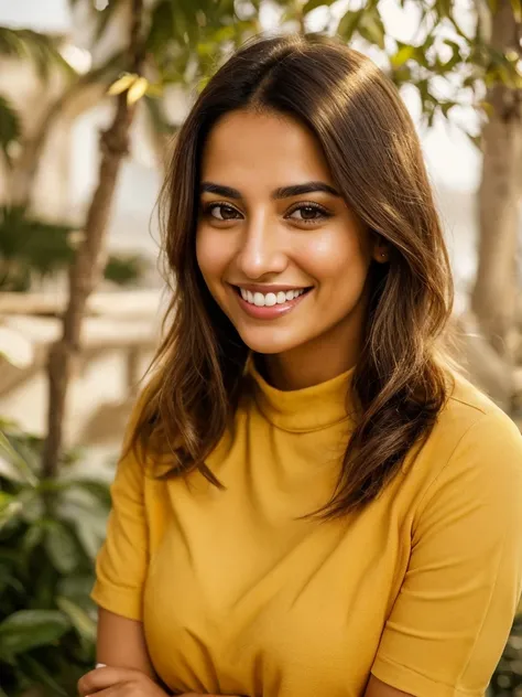 28yo, one women, cute smile, white teethes, arab, from jordan, long mustard yellow shirt, light brown eyes