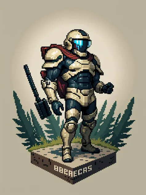 male soldier from the future with helmet, sidescroller game character