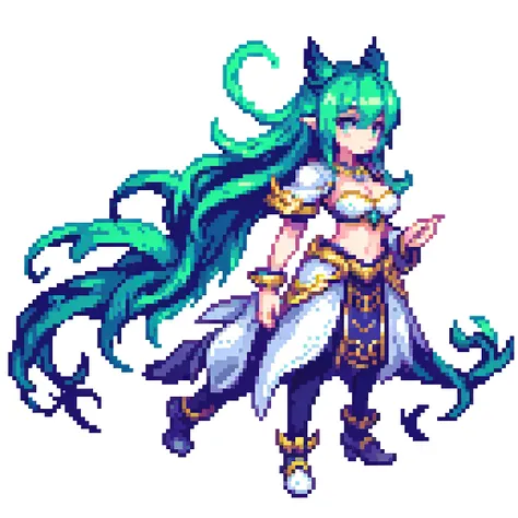 masterpiece , best quality , pixel art , 1 dragon , fantasy clothes , full body , white background
