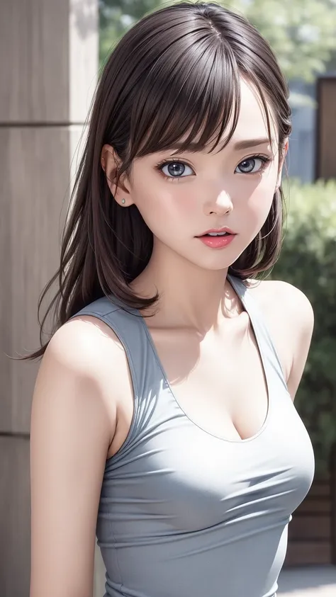 8K quality、High resolution、Realistic skin texture、High resolutionの瞳、woman、Sleeveless cycling wear、Princess Hair、thin、リアルなwoman性器、Small and young breasts、Realistic tongue、Beautiful cleavage、Gray Hair、thin脚、Sweating profusely、Sweat accumulates in the chest