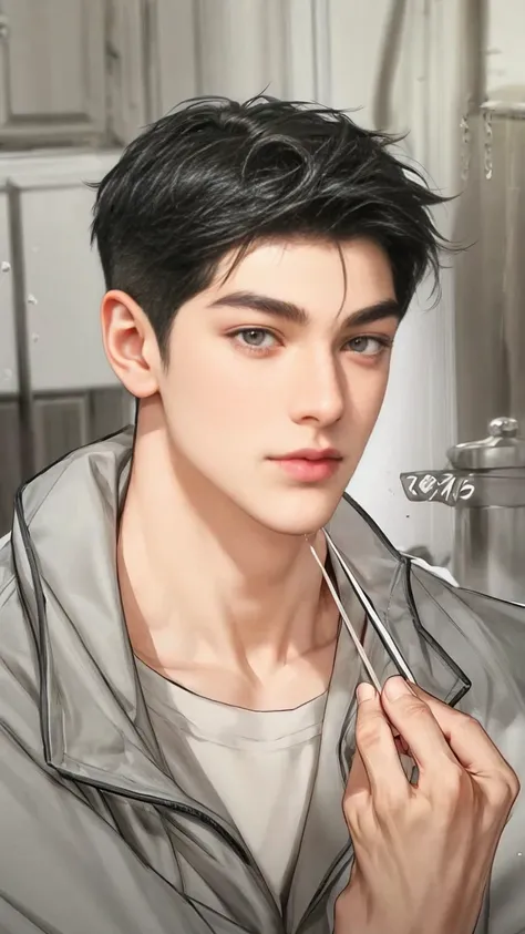 masterpiece, 1boy, adults, handsome, black hair, undercut hair, perfect face, detailed eyes and face, black eyes, clean shaved, muscular, capturing a rural atmosphere, dynamic lighting, unreal engine 5,