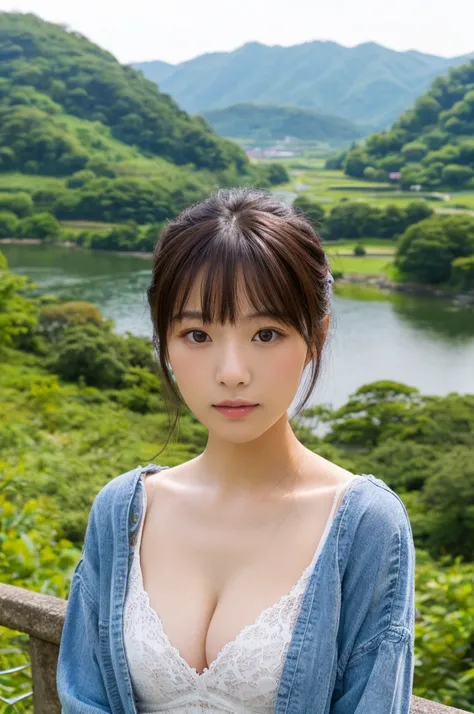 ((Highest quality)), ((masterpiece)), (detailed),Perfect Face,Japanese,landscape,Beauty,Small cleavage