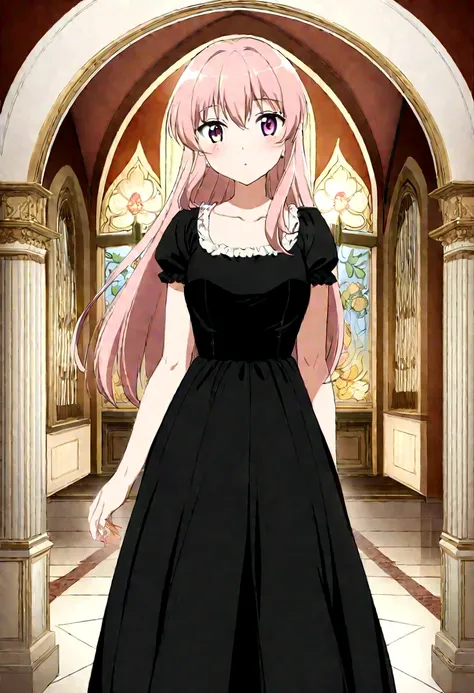 Menina anime with long hair and a black dress posing for a picture, Sayori, visual de anime de uma linda garota, estilo de arte anime moe, loli de vestido, Menina anime weaalsog a black dress, pretty Menina anime, (Menina anime), cute Menina anime, waifu d...