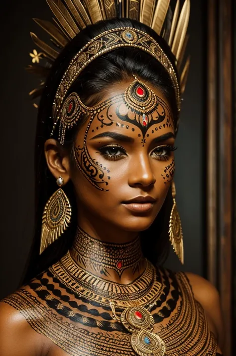 Check out the image prompt here.  
Create a breathtaking masterpiece: a full-body portrait of an elegant woman adorned in intricate tribal body paint and a captivating tribal costume. Pay meticulous attention to her facial features, crafting sharp, piercin...