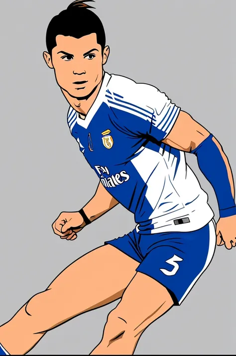 Drawing of footballer Cristiano Ronaldo flat colors arts graphic modern commercial style 