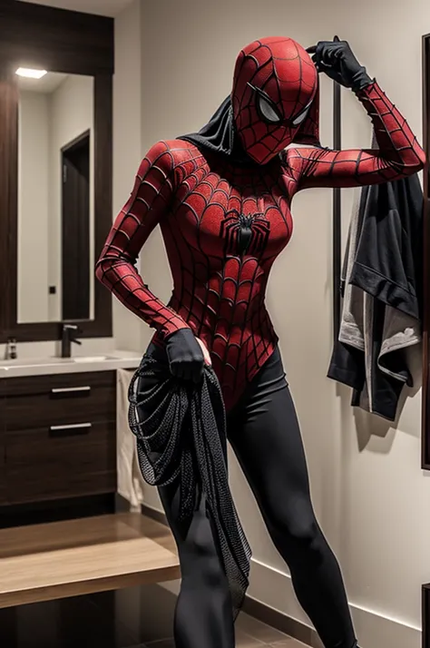 A spider woman en ropa interior 