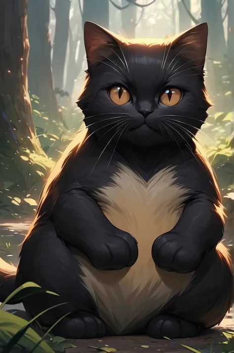 ((Best quality)), ((masterpiece)), (detailed), In the forest, a cat with a gun in its paws