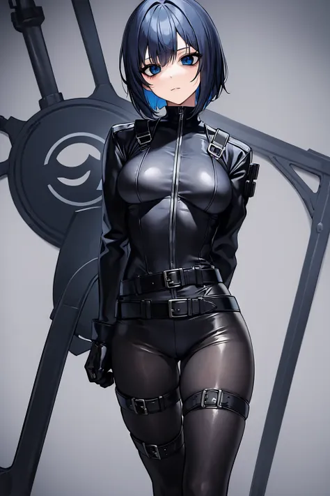 blue-hair,bob-hair,small-breast,black-pantyhose,black-bodysuit,black-glove,black-boots,blue-hair,bob-hair,,crtoch-tatto,black-pl...