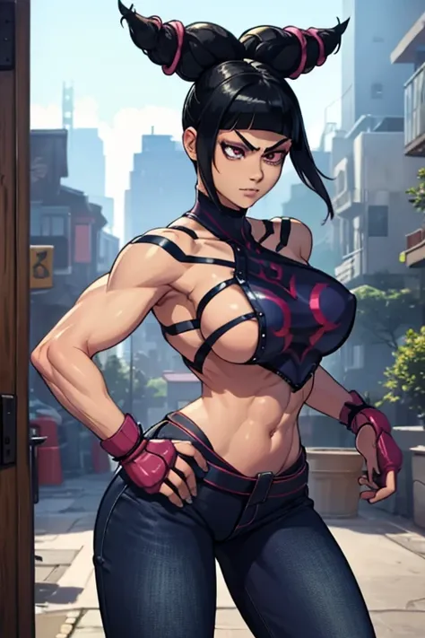 Juri, Fighint pose, jeans, shorts, big ass, muscular, strong face