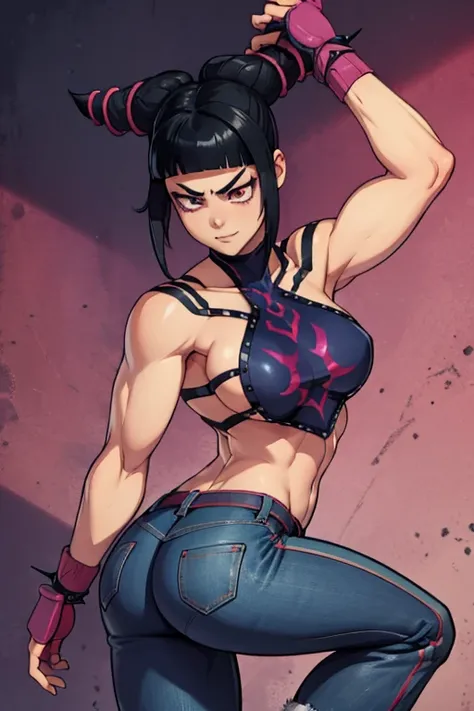 Juri, Fighint pose, jeans, shorts, big ass, muscular, strong face