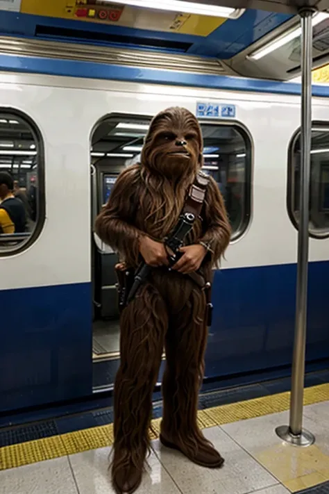 chewbacca disparando una metralladora 