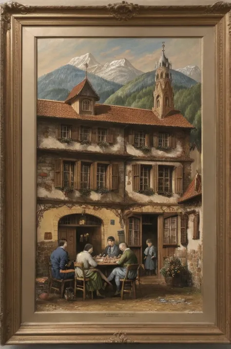 Bavaria, Pub, Merry peasants, Men, beer 19th century
