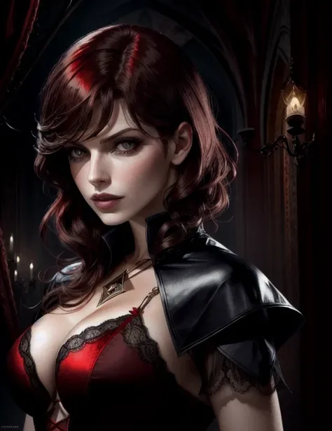 Bien! Here is the description of the vampire with characteristics of Milla Jovovich, very gothic:

Nombre: Edad de Valentina Colmillo Sangriento: He looks 25 years old, Pero ella es un vampiro centenario..
seducir: Valentina tiene el pelo largo y negro., P...