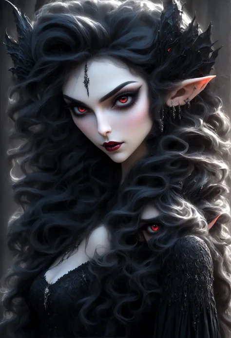 create an image of the most stunningly gorgeous beautiful perfect sexy vampire elf, beautiful perfect face, long luscious eyelas...