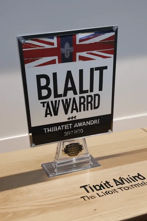 A Britain Talent award plaque put on a table 