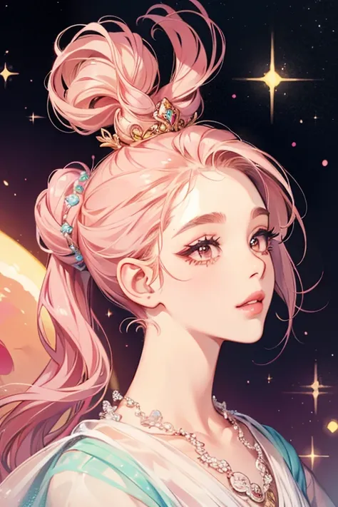 She looks very similar to Mamapatchi, except she is peach, has eyelashes, and has two hair buns on the sides of her head instead of just one in the middle. SPARKLE; GLITTER