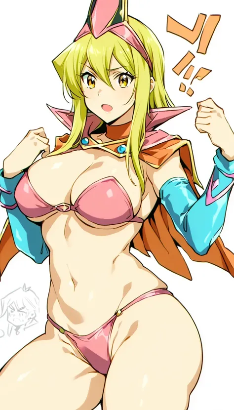 (obra maestra, Mejor calidad:1.2) Alexis Rhodes, 1 chica, sola, cosplay de Dark Magician girl, pezones visibles, muy sexy