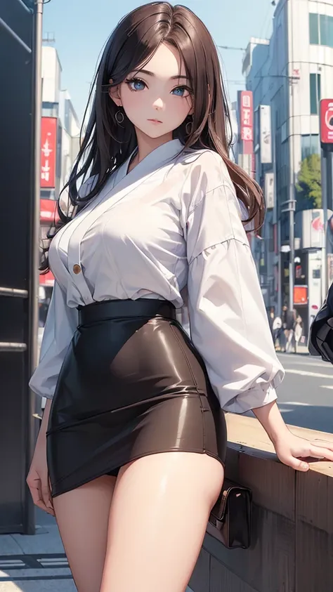 (((masterpiece))),(((High resolution)))、(((8K)))、(((perfect face)))、(((Japan beauty)))、20 years old、((business mini pencil skirt)), look at the camera, thighs、((top quality eyes)), detailed texture, ((high resolution face))