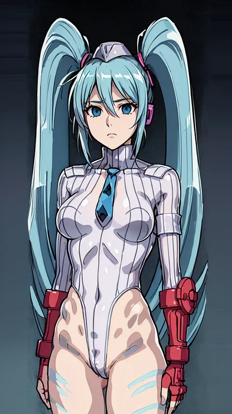 {{1 female},{{{{{Tabletop++, Highest quality++, Super detailed+, Ultra-high resolution,(Realistic:1.4)Cowboy Shot,Hatsune Miku, (VOCALOID)RAW Photos,(Hatsune Miku)+,(Hatsune Miku)+, (VOCALOID) Expressionless, Light blue hair, Red eyes ,clavicle, Twin tails...