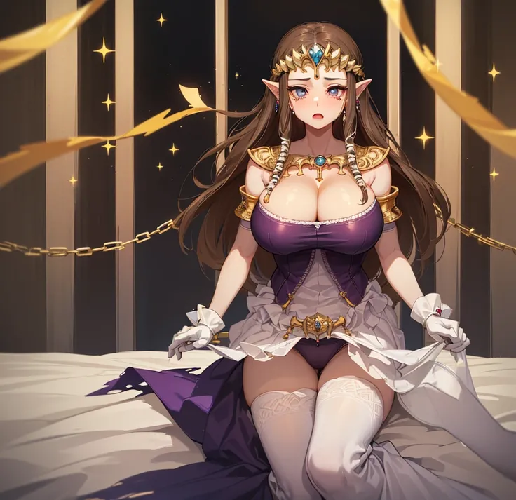 ((((restrained, shackles)))),(((Being restrained by restraints)))),(((POV)))))),((Very detailedな手)),((Princess Zelda)),((Twilight Princess)),))),(Lie down in bed),((Are crying)),((Purple blouse)),(((((A large number of restraints are restraining the body))...