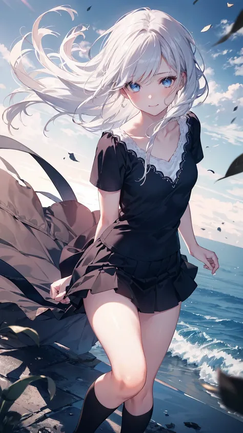 (One girl, with blue eyes and white hair, 28 years old:1.3), (Realistic:1.4), (masterpiece, highest quality, highest quality, Official Art), Very detailed, Most detailed, (Super detailed), ((Very delicate and beautiful)), Cinematic Light, (Realistically:1....