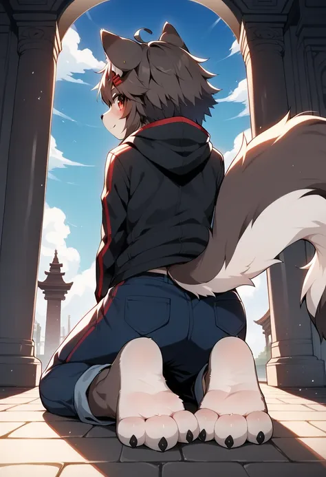 score_9, score_8_up, score_7_up, score_6_up, source_anime, rating_safe, furry female, solo, dagasi_style,, furry, temple, wolf b...