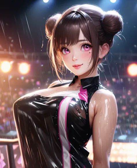 One Girl、Looking at the audience、lovely,
Beautiful pink eyes、Two brown double hair buns , Mole under the eye、Plump and glossy lips、Heart-shaped choca、Dance team uniforms、Her name is Rico,smile、ー、。.。.。.。.。.。.。.。.。.。.。.。.。.。.。.。.。.。.3D、Realistic、
Dance team ...