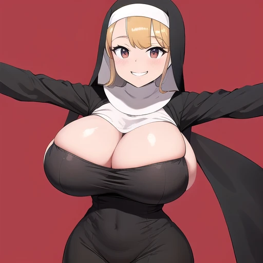 Nun clothes,smile,gigantic breast,smile,Embarrassing,bare breast,gigantic breast