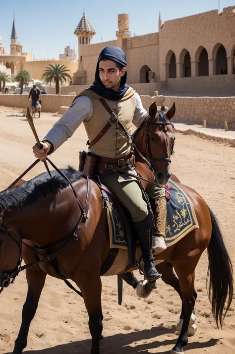 Guerreiro medieval caminhando em las vegas