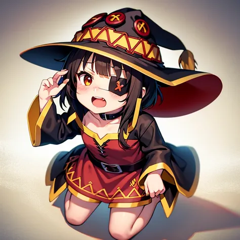 Eye patch、Megumin、(chibi), full body, (masterpiece), highest quality