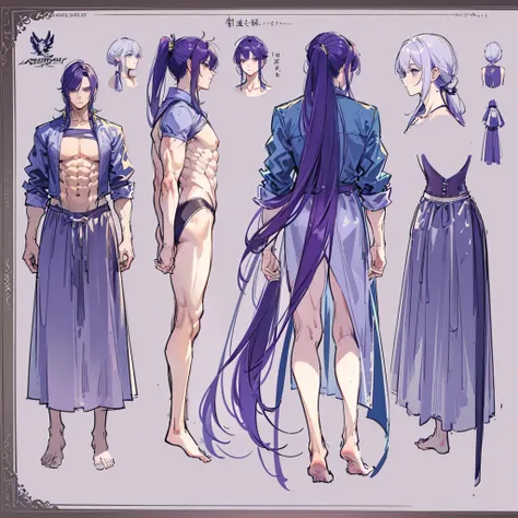 (Masterpiece, best quality), detailed, 1 man, ((character concept art)), ((character design sheet, same character, front, side, back)), full body, body complete, 1 Male, 1 Man, Detailed face, character design sheet，full bodyesbian, Highly detailed, charact...