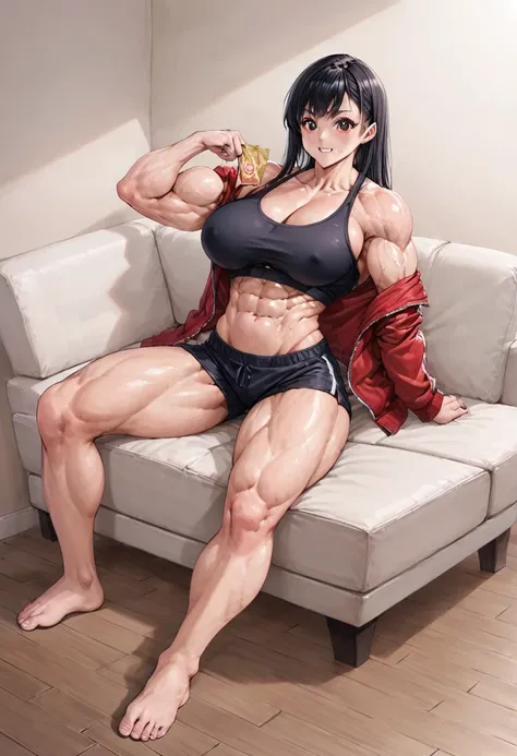 Anime, 2d anime, cartoon anime, detailed illustration, dynamic angle, ultra-detailed, illustration, 1girl, late 20’s year old, Big woman, very tall, broad shoulders, silky long black hair, muscular, tone body, a little bulky, muscular arms, wide shoulders,...