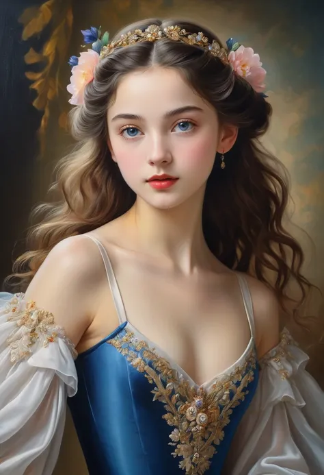 (highres,masterpiece:1.2),(realistic:1.37)"(best quality, highres, ultra-detailed, realistic),beautiful 19th-century portrait of a 16-year-old French ballet dancer, (She is half French and half Japanese, and is a stunning beauty with dark blue eyes and a h...