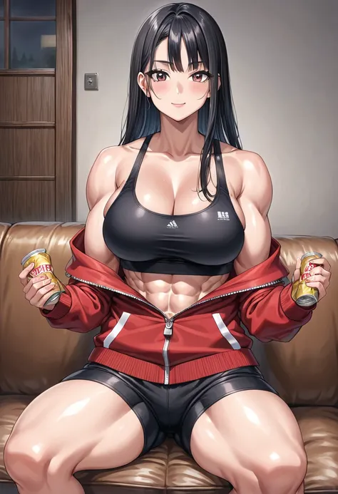 Anime, 2d anime, cartoon anime, detailed illustration, dynamic angle, ultra-detailed, illustration, 1girl, late 20’s year old, Big woman, very tall, broad shoulders, silky long black hair, muscular, tone body, a little bulky, muscular arms, wide shoulders,...