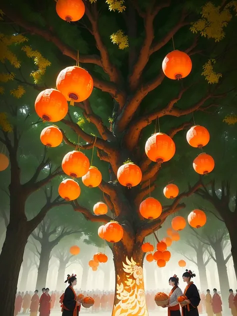 A basket of oranges hanging on the tree, Hungry Ghost Festival, Digital Art - w 0, by Li Fangying, Wang Chen, ❤🔥🍄🌪, by Yao Tingmei, The material is!!! Plum!!!, Chiba Yudai, traditional Chinese